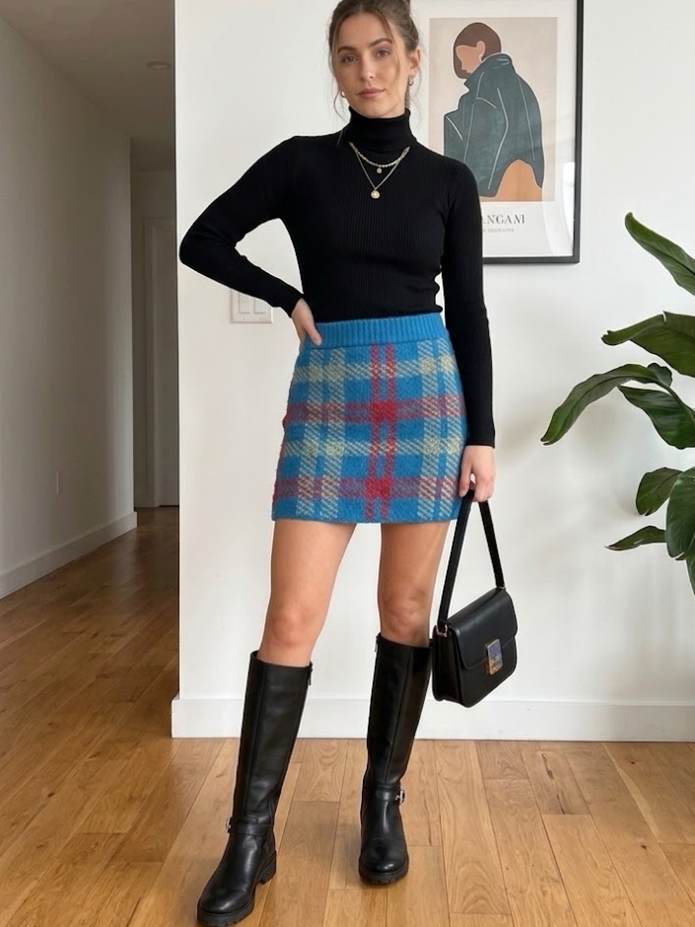 RAISONNEL Plaid Mini Skirt Medium